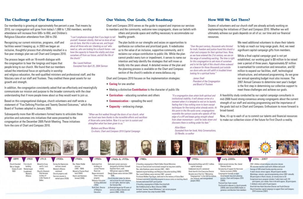 First Unitarian Church of Dallas brochure inside